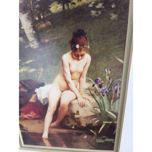 Vintage "The Little Shepherdess" Paul Peel Artist 1892 Art Print Matted Framed - Picture 6 of 7